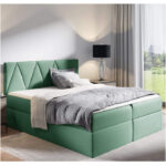 Aldo kontinentinė lova 140x200, apmušta, čiužiniai, čiužinys su užtiesalu, konteineris