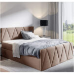 Aldo Lux kontinentinė lova 160x200, apmušta, čiužiniai, čiužinys su užtiesalu, konteineris