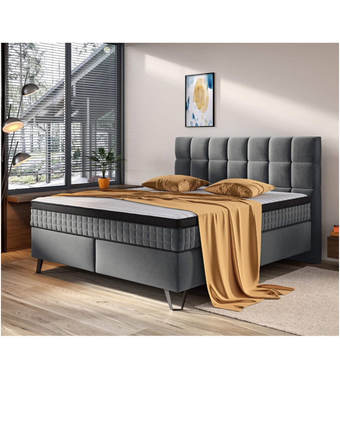 Aleksandro kontinentinė lova, 160x200 cm, apmušta, su daugiakišenėmis ir kišeniniu čiužiniu - Paveikslėlis 6