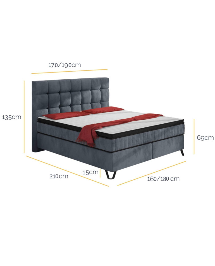 Aleksandro kontinentinė lova, 160x200 cm, apmušta, su daugiakišenėmis ir kišeniniu čiužiniu - Paveikslėlis 7