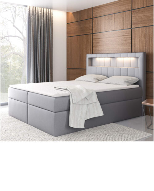 Aspen kontinentinė lova 180×200, apmušta, čiužinys, čiužinuko užtiesalas, konteineris