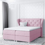 Bakarat kontinentinė lova 120x200, apmušta, čiužinys, čiužinuko užtiesalas, konteineris