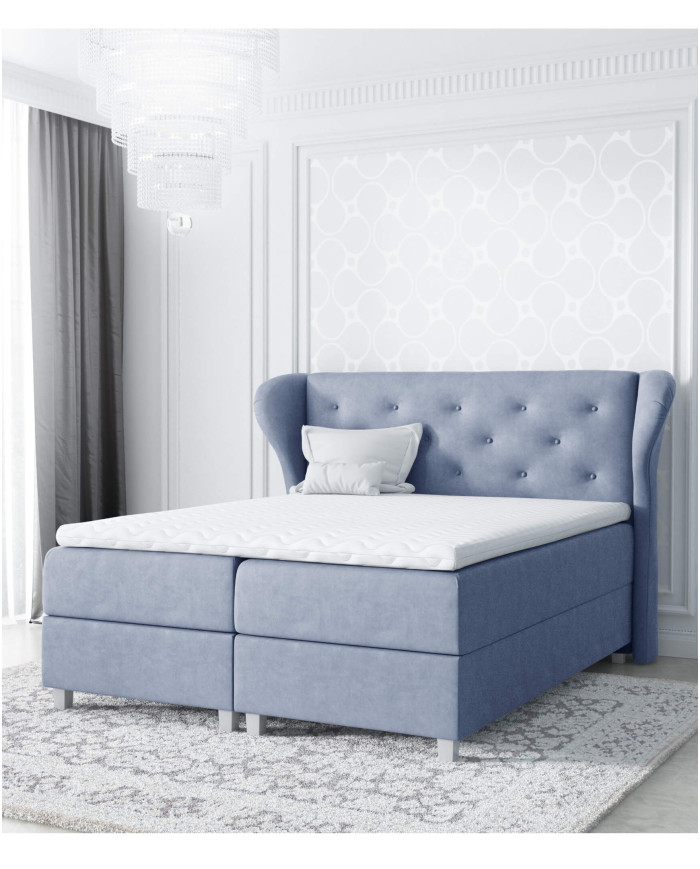 Bakarat kontinentinė lova 160x200, apmušta, čiužinys, čiužinuko užtiesalas, konteineris - Paveikslėlis 2