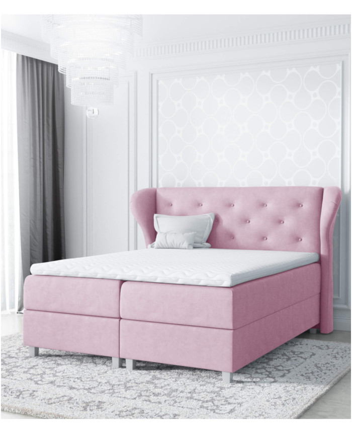 Bakarat kontinentinė lova 160x200, apmušta, čiužinys, čiužinuko užtiesalas, konteineris