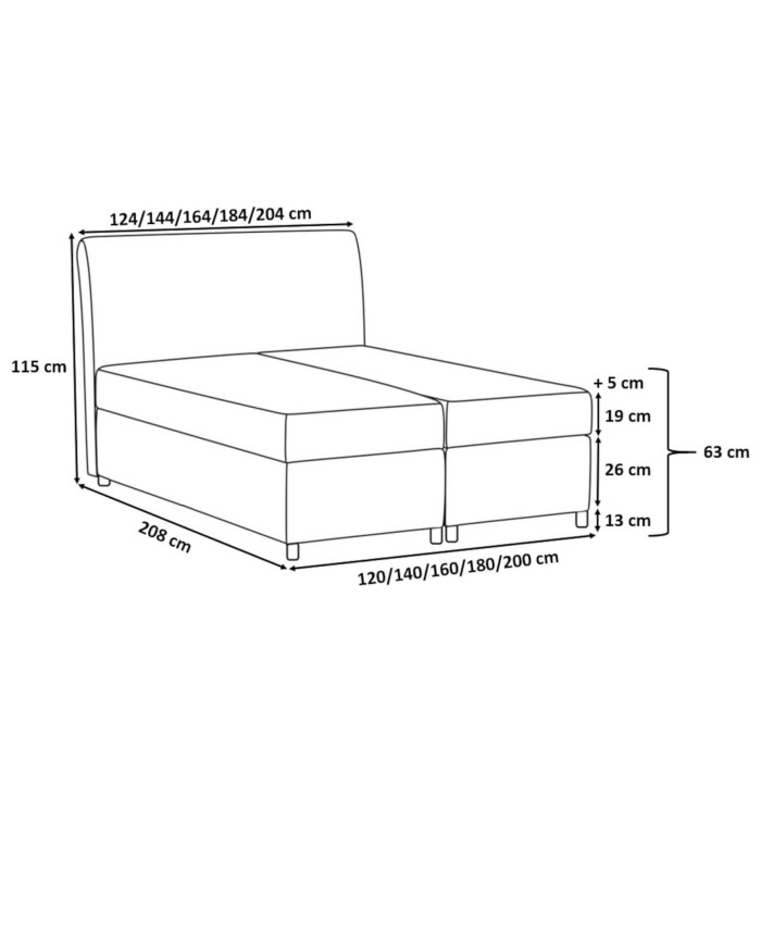 Bari kontinentinė lova 160x200, apmušta, čiužinys, čiužinuko užtiesalas, konteineris - Paveikslėlis 6