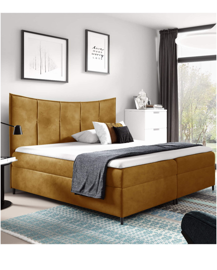 Kontinentinė lova Bergamo 140x200, apmušta, čiužiniai, čiužinys antčiužinys, konteineris - Paveikslėlis 5