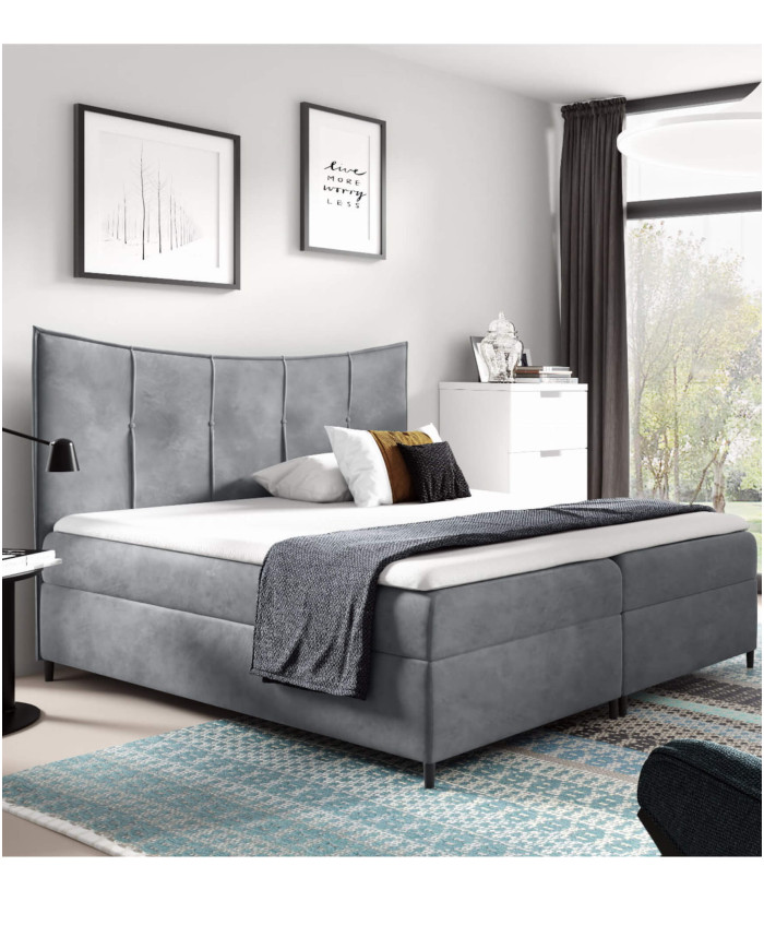 Kontinentinė lova Bergamo 140x200, apmušta, čiužiniai, čiužinys antčiužinys, konteineris - Paveikslėlis 6