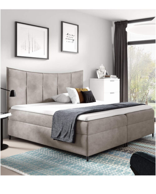 Kontinentinė lova Bergamo 140×200, apmušta, čiužiniai, čiužinys antčiužinys, konteineris