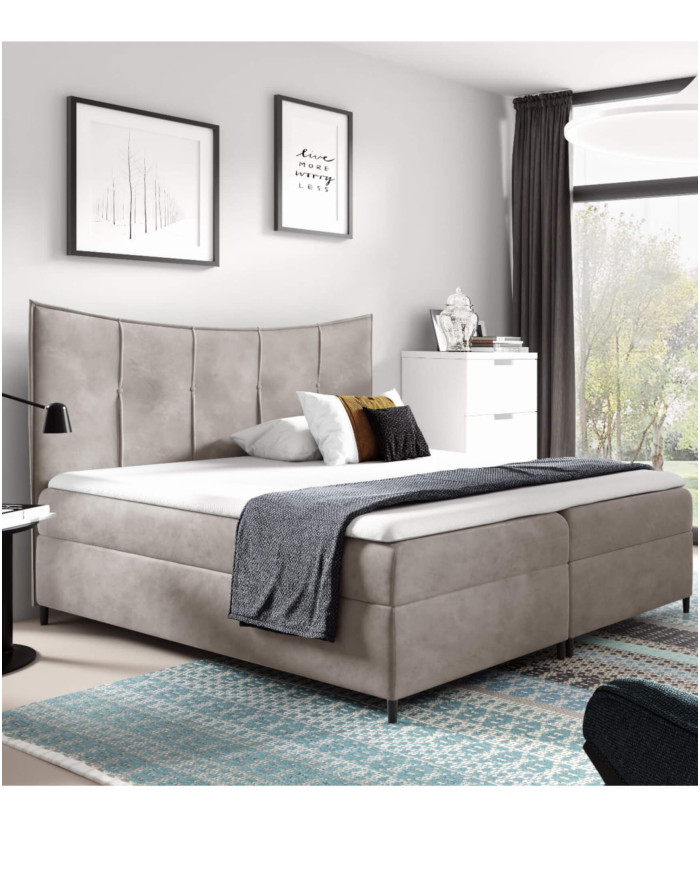 Kontinentinė lova Bergamo 140x200, apmušta, čiužiniai, čiužinys antčiužinys, konteineris