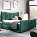 Kontinentinė lova Bergamo Lux 200x200, apmušta, čiužiniai, čiužinys antčiužinys, konteineris