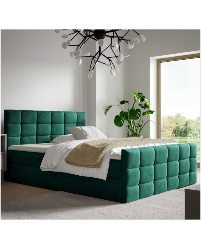 Berlyno kontinentinė lova 120x200, apmušta, čiužiniai, čiužinys su užtiesalu, konteineris - Paveikslėlis 7