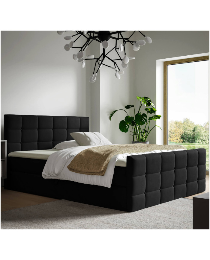 Berlyno kontinentinė lova 180x200, apmušta, čiužiniai, čiužinys su užtiesalu, konteineris - Paveikslėlis 4