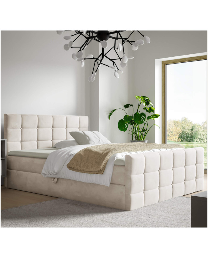 Berlyno kontinentinė lova 180x200, apmušta, čiužiniai, čiužinys su užtiesalu, konteineris - Paveikslėlis 5