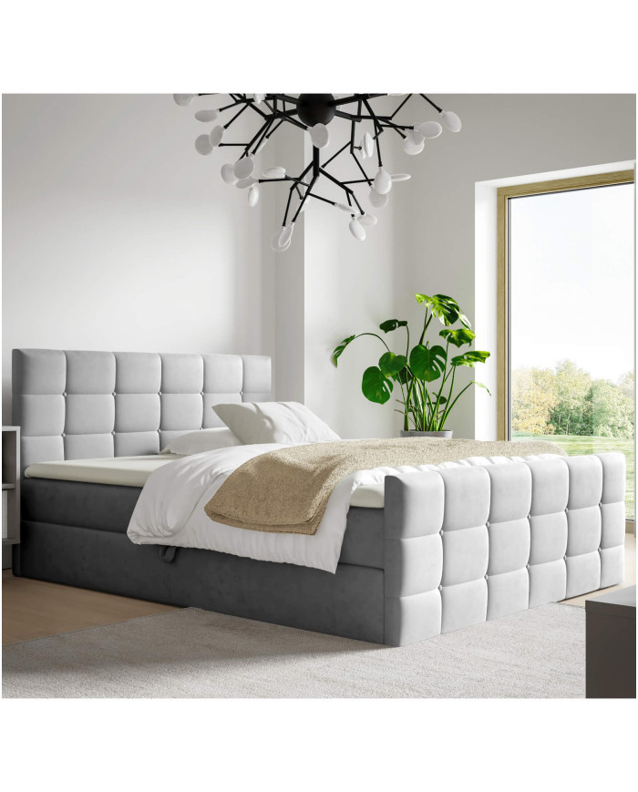 Berlyno kontinentinė lova 180x200, apmušta, čiužiniai, čiužinys su užtiesalu, konteineris - Paveikslėlis 7