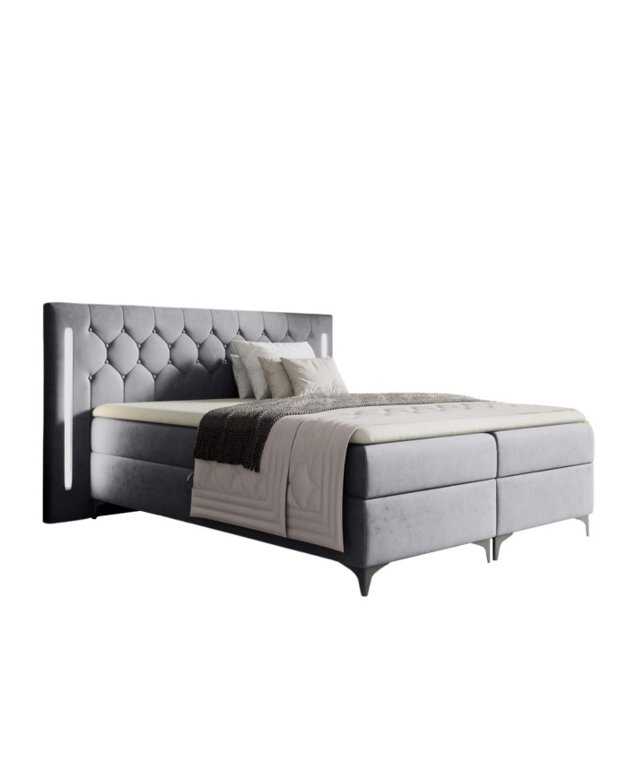 Kalifornijos kontinentinė lova 120x200, su apšvietimu, apmušta, čiužiniais, čiužinio užtiesalu, konteineriu - Paveikslėlis 2