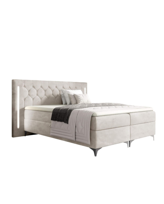 Kalifornijos kontinentinė lova 120x200, su apšvietimu, apmušta, čiužiniais, čiužinio užtiesalu, konteineriu - Paveikslėlis 3