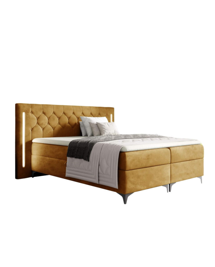 Kalifornijos kontinentinė lova 120x200, su apšvietimu, apmušta, čiužiniais, čiužinio užtiesalu, konteineriu - Paveikslėlis 7