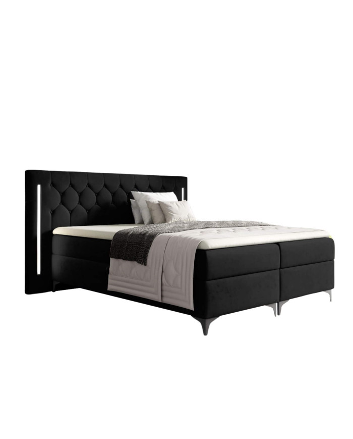 Kalifornijos kontinentinė lova 160x200, su apšvietimu, apmušta, čiužiniais, čiužinio užtiesalu, konteineriu