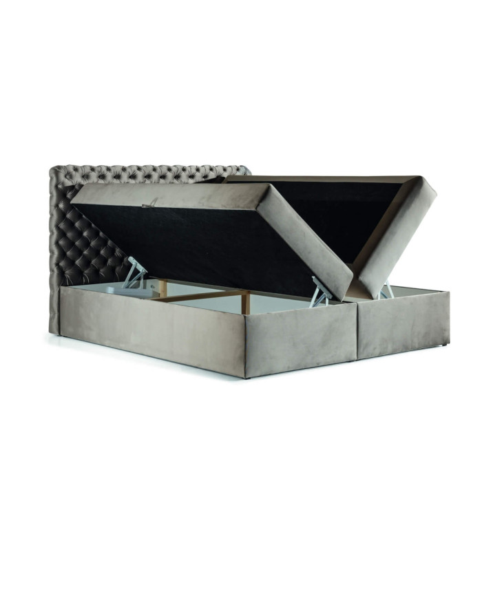 Česterfildo kontinentinė lova 160x200, apmušta, čiužinys, čiužinuko užtiesalas, konteineris - Paveikslėlis 2