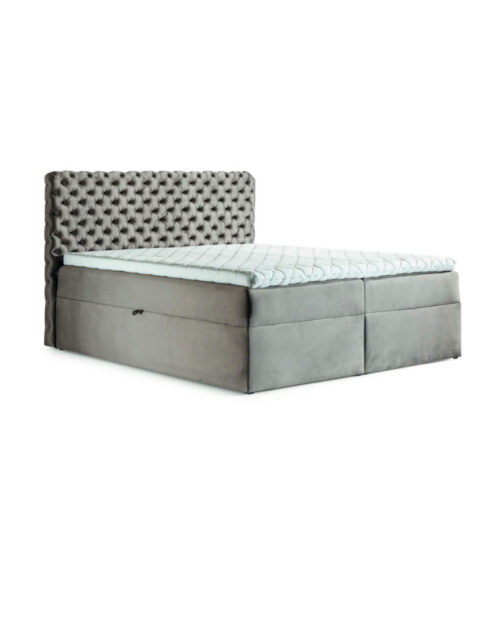 Česterfildo kontinentinė lova 160×200, apmušta, čiužinys, čiužinuko užtiesalas, konteineris