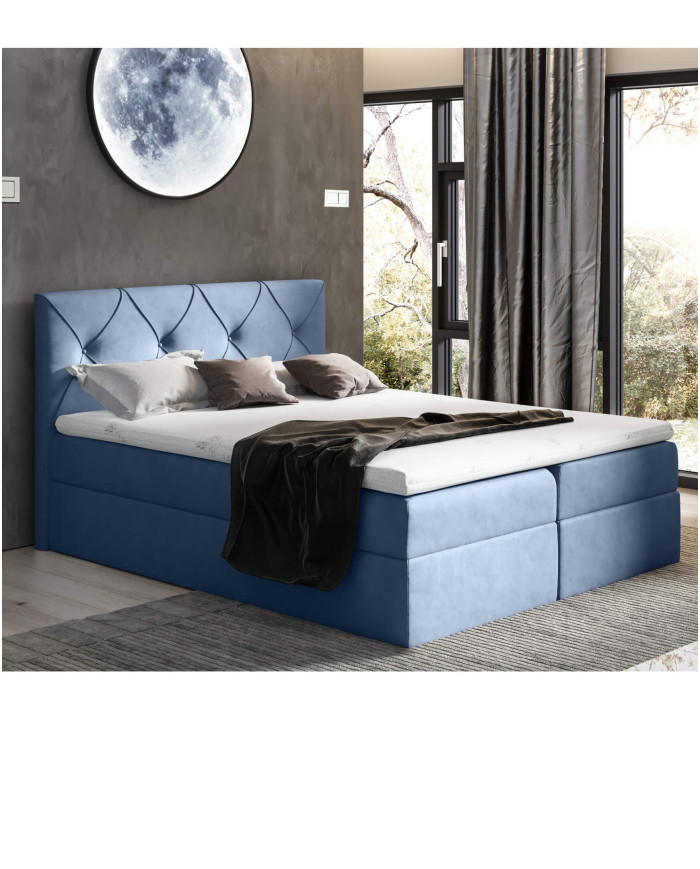 Krištolinė kontinentinė lova 120x200, apmušta, čiužinys, čiužinuko užtiesalas, konteineris - Paveikslėlis 5