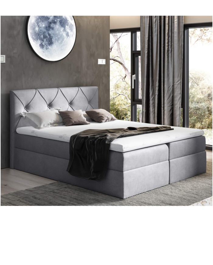 Krištolinė kontinentinė lova 160x200, apmušta, čiužinys, čiužinuko užtiesalas, konteineris - Paveikslėlis 3