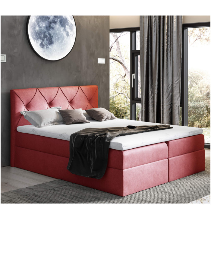 Krištolinė kontinentinė lova 180x200, apmušta, čiužinys, čiužinuko užtiesalas, konteineris - Paveikslėlis 2