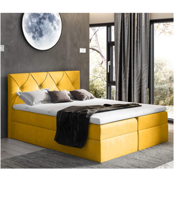 Krištolinė kontinentinė lova 180x200, apmušta, čiužinys, čiužinuko užtiesalas, konteineris - Paveikslėlis 4