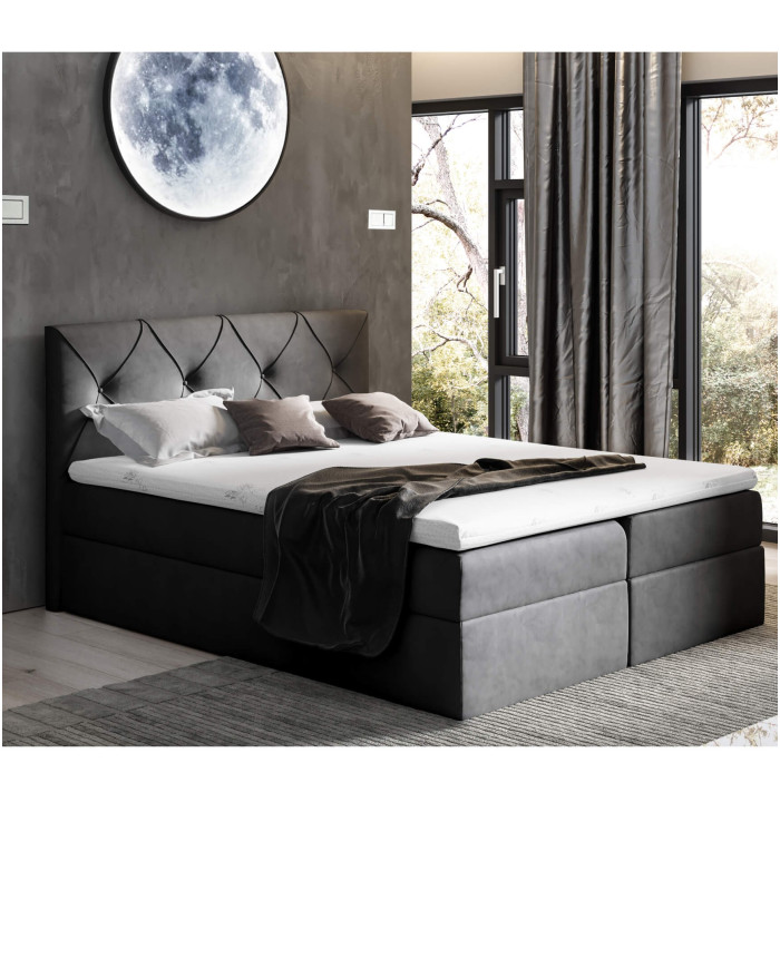 Krištolinė kontinentinė lova 180x200, apmušta, čiužinys, čiužinuko užtiesalas, konteineris - Paveikslėlis 6