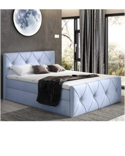 „Crystal Lux“ kontinentinė lova 120×200, apmušta, čiužinys, čiužinuko užtiesalas, konteineris