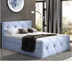 „Crystal Lux“ kontinentinė lova 200x200, apmušta, čiužinys, čiužinuko užtiesalas, konteineris