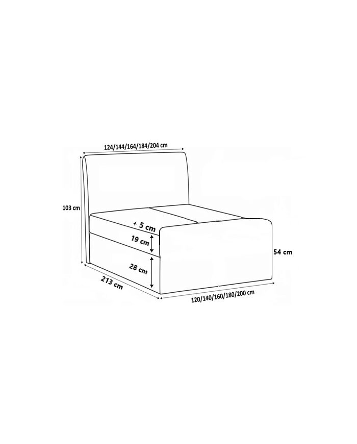 „Crystal Lux“ kontinentinė lova 200x200, apmušta, čiužinys, čiužinuko užtiesalas, konteineris - Paveikslėlis 7