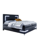 Delos LED kontinentinė lova 160x200, su apšvietimu, apmušta, čiužiniais, čiužinio užtiesalu, konteineriu