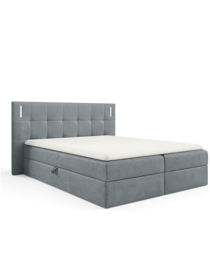 Denver kontinentinė lova 140x200, su apšvietimu, apmušta, čiužiniai, čiužinys, čiužinuko užtiesalas, konteineris - Paveikslėlis 3