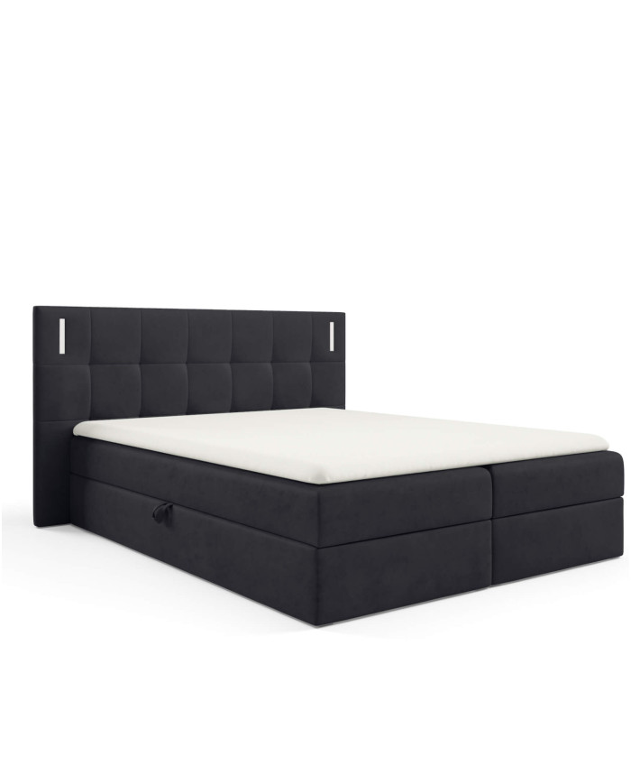 Denver kontinentinė lova 140x200, su apšvietimu, apmušta, čiužiniai, čiužinys, čiužinuko užtiesalas, konteineris