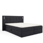 Denver kontinentinė lova 160x200, su apšvietimu, apmušta, čiužiniai, čiužinys, čiužinuko užtiesalas, konteineris