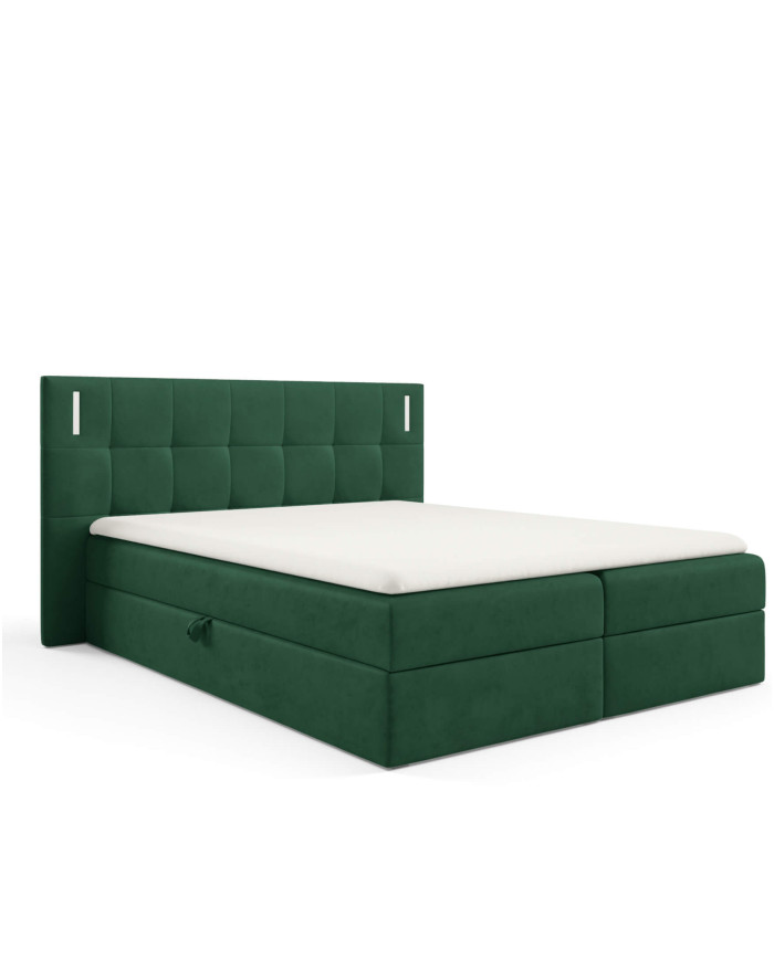 Denver kontinentinė lova 160x200, su apšvietimu, apmušta, čiužiniai, čiužinys, čiužinuko užtiesalas, konteineris - Paveikslėlis 4