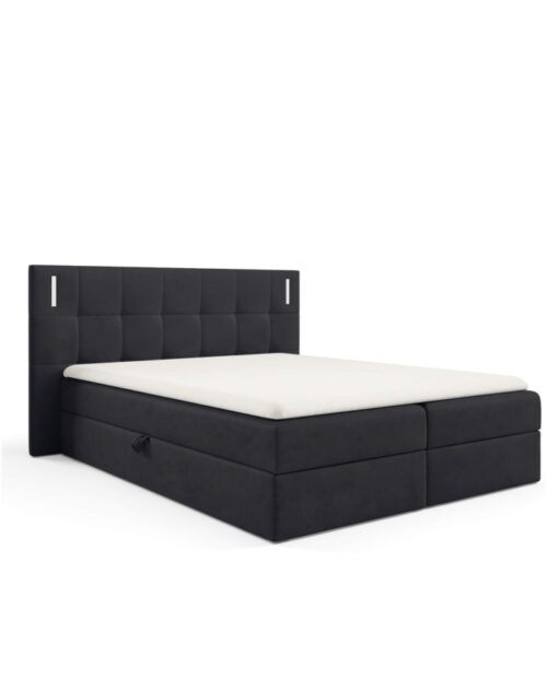 Denver kontinentinė lova 160×200, su apšvietimu, apmušta, čiužiniai, čiužinys, čiužinuko užtiesalas, konteineris