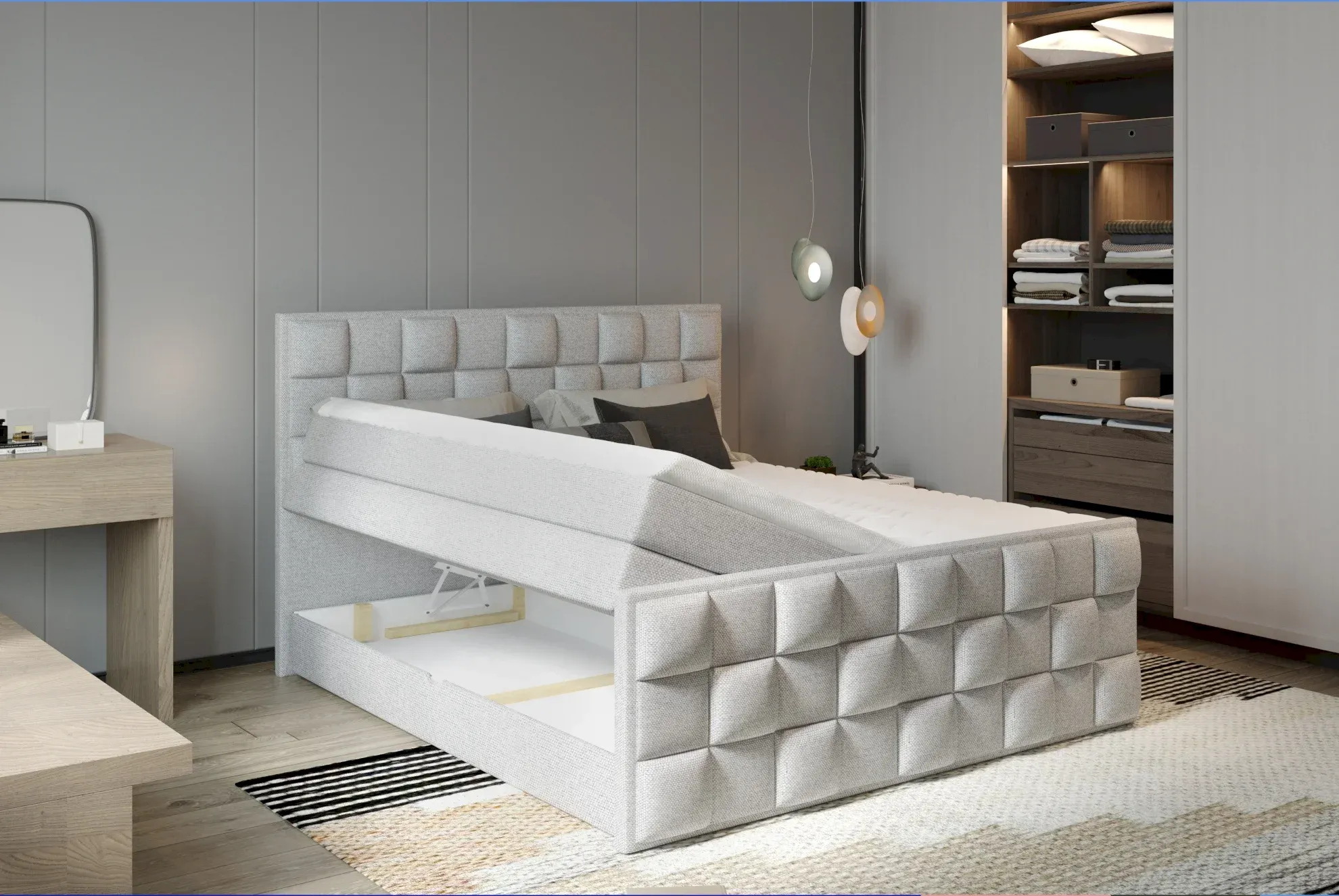 Kontinentinė lova su užtiesalu 160x200 Gr1 - Paveikslėlis 6