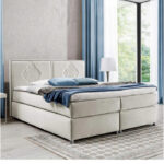 Folk kontinentinė lova 140x200, apmušta, su čiužiniu, viršutiniu sluoksniu