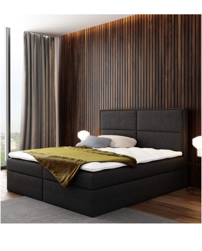 Grand kontinentinė lova 140x200, apmušta, čiužinys, čiužinuko užtiesalas, konteineris - Paveikslėlis 5