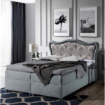 Gusto kontinentinė lova 140x200, apmušta, čiužinys, čiužinuko užtiesalas, konteineris