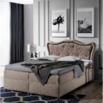 Gusto kontinentinė lova 160x200, apmušta, čiužinys, čiužinuko užtiesalas, konteineris