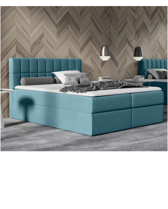 Kardamon kontinentinė lova 120x200, apmušta, čiužinys, čiužinuko užtiesalas, konteineris - Paveikslėlis 5