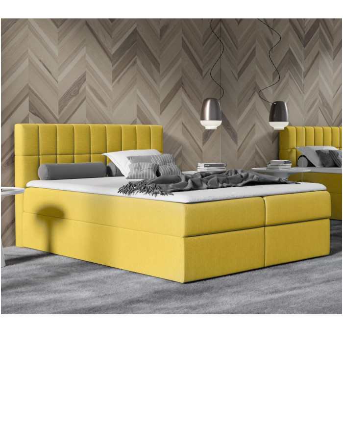 Kardamon kontinentinė lova 160x200, apmušta, čiužinys, čiužinuko užtiesalas, konteineris