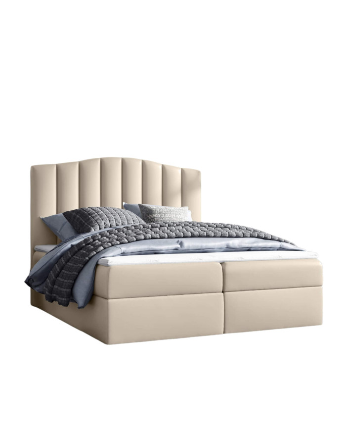 Lindos kontinentinė lova 120x200, apmušta, čiužiniai, čiužinys su užtiesalu, konteineris - Paveikslėlis 2