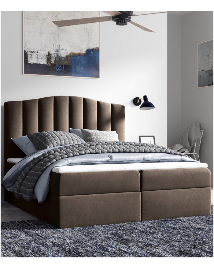 Lindos kontinentinė lova 140x200, apmušta, čiužiniai, čiužinys su užtiesalu, konteineris - Paveikslėlis 7