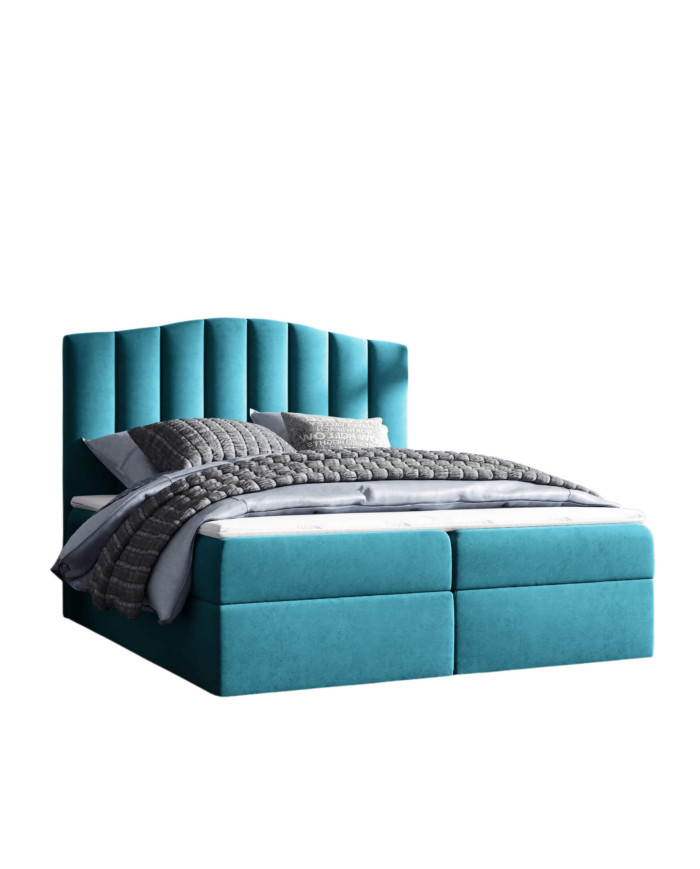 Lindos kontinentinė lova 200x200, apmušta, čiužiniai, čiužinys su užtiesalu, konteineris - Paveikslėlis 3