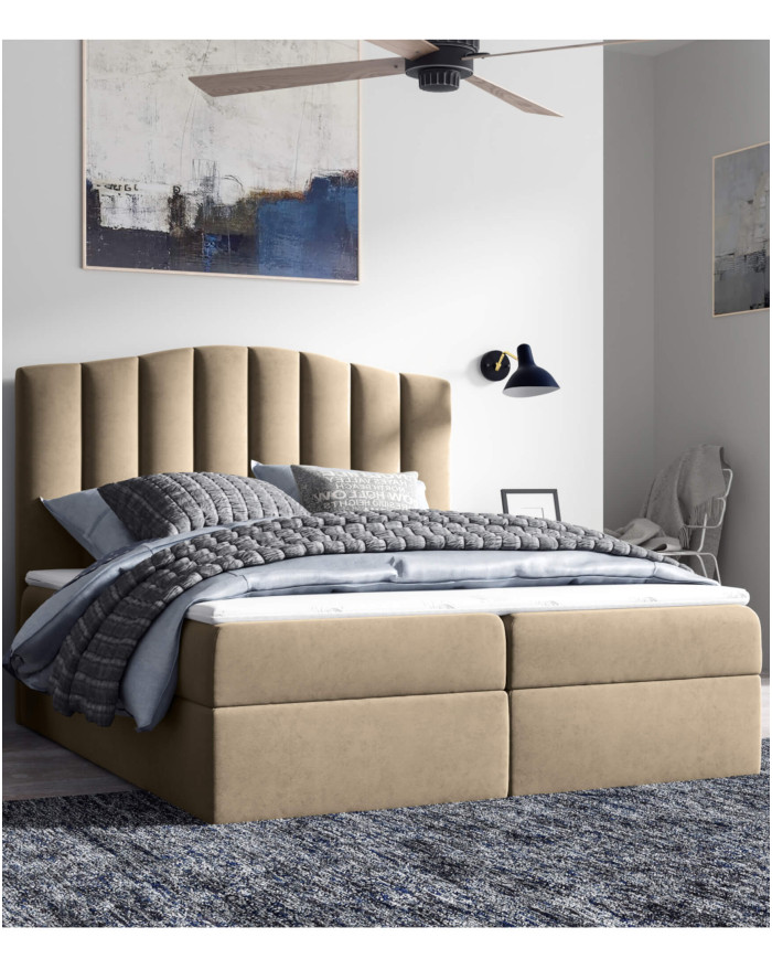 Lindos kontinentinė lova 200x200, apmušta, čiužiniai, čiužinys su užtiesalu, konteineris - Paveikslėlis 6