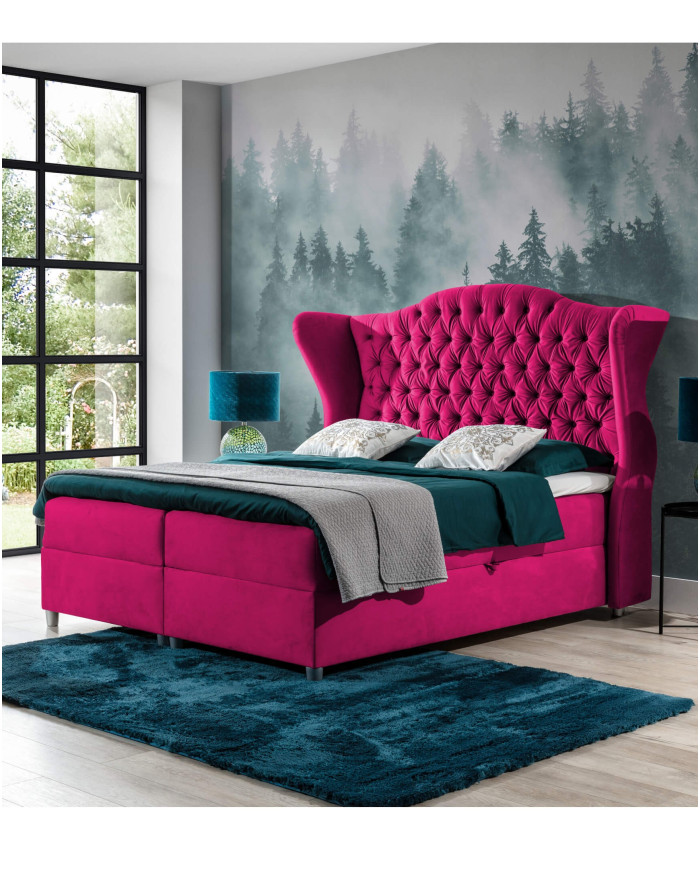 Livia kontinentinė lova 180x200, apmušta, čiužinys, čiužinuko užtiesalas, konteineris - Paveikslėlis 4